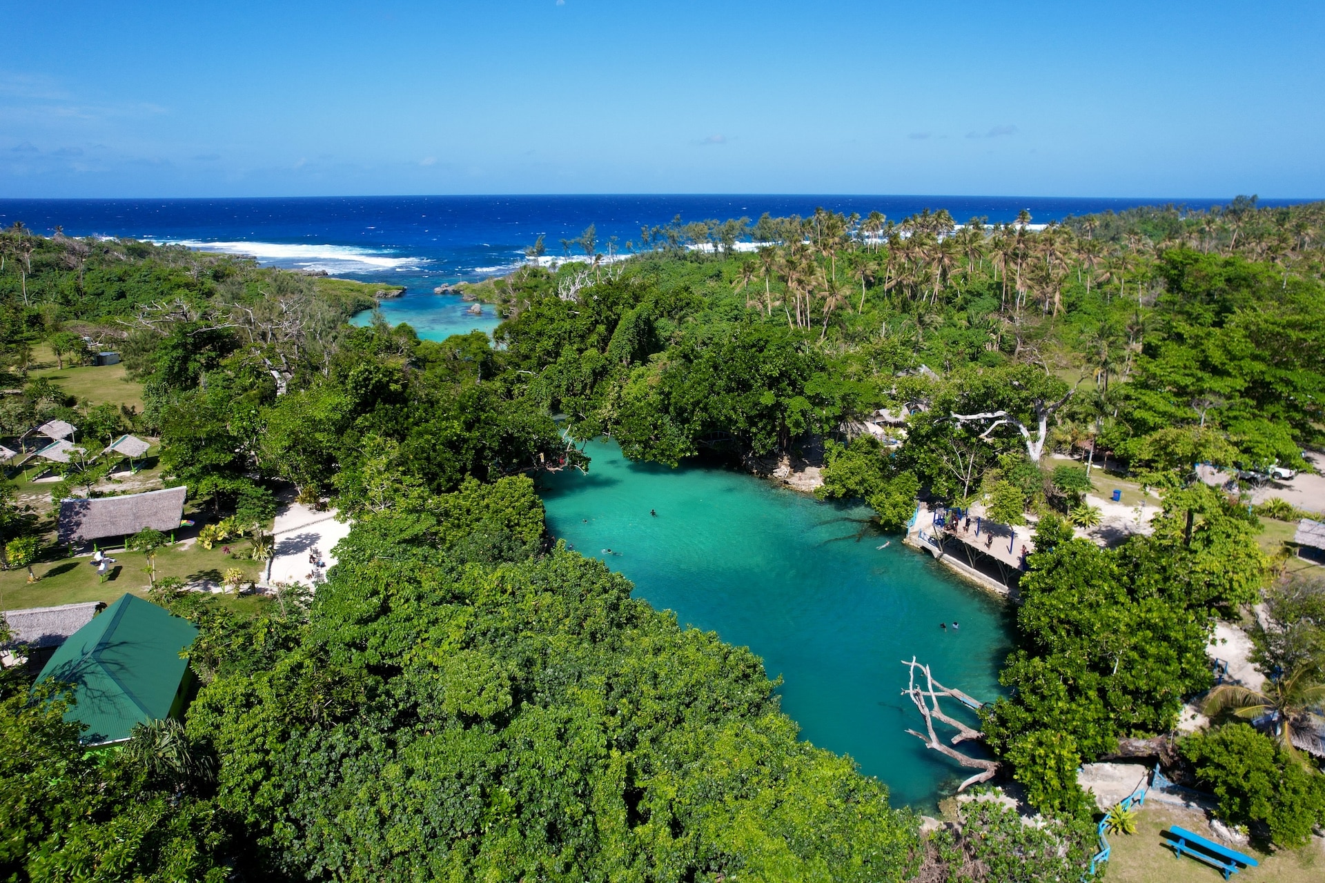 Vanuatu’s Blue Lagoon surrounded by lush tropical greenery